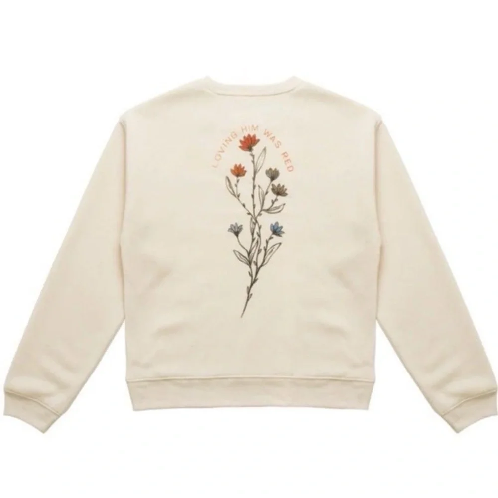 Taylor Swift Loving Him Was Red Crewneck Sweatshirt Size Large Cream Pullover